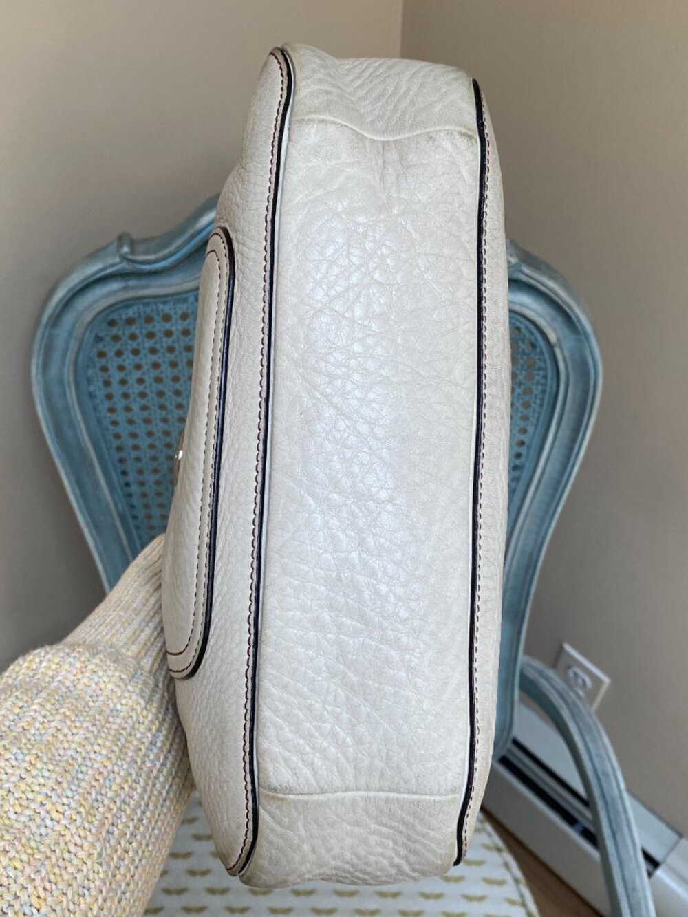Vintage Coach Chelsea Cream Pebbled Leather Shoulder Bag - Picture 7 of 13